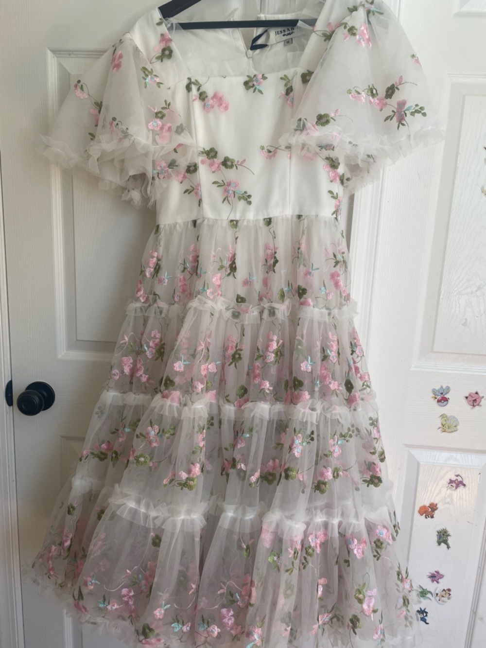 Jess and Aiden White Floral Embroidered Tulle Dress - Picture 3 of 4